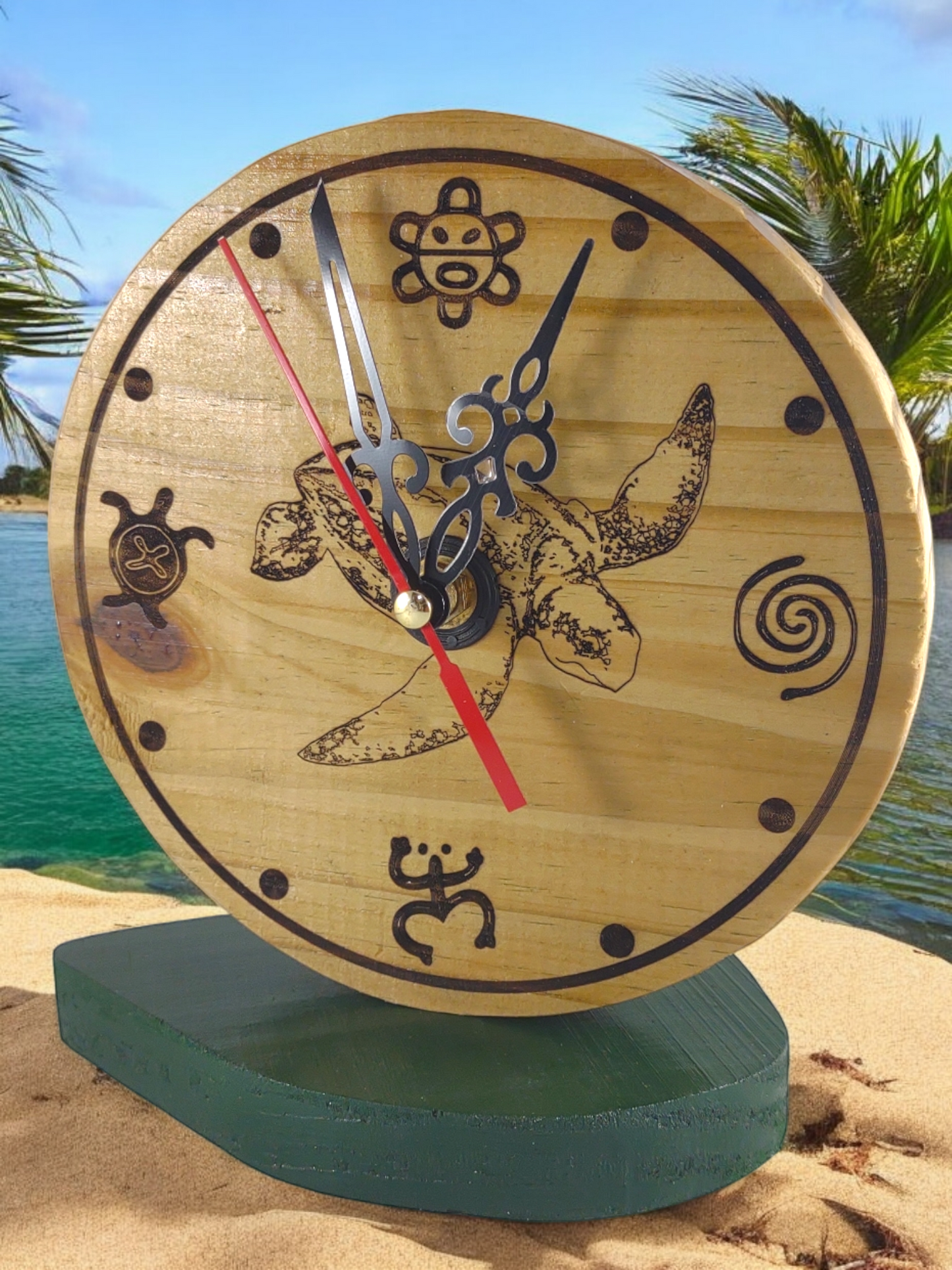Leatherback turtle with Taino symbols clock